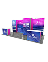 Modular booth display with full size closet