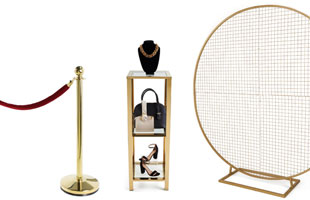 Gold Style Fixtures and Displays for Trendy and Chic Stores