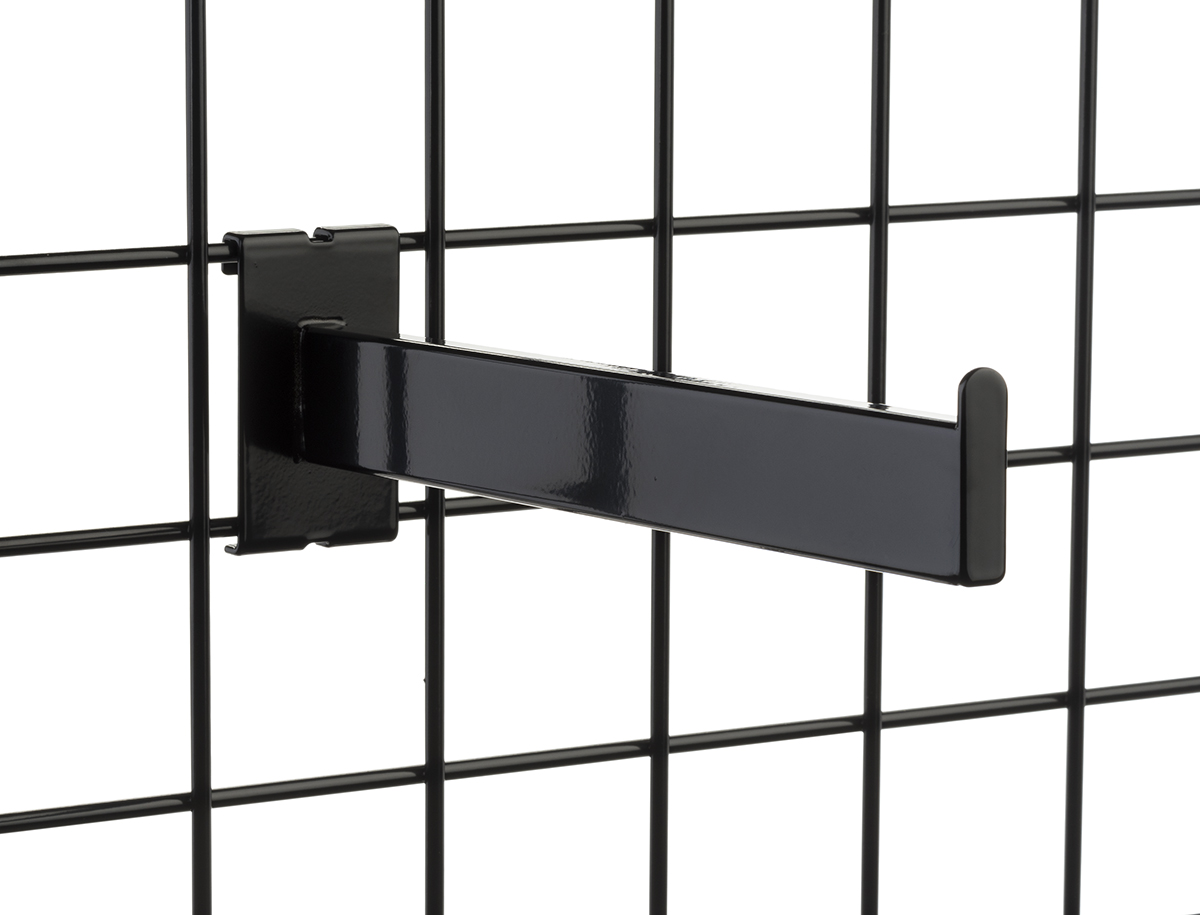 12” Metal Gridwall Straight Faceout Hook - Black - Image 2
