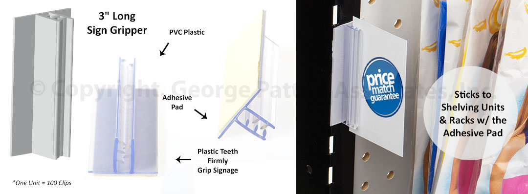 3 Galactic Grip-Tite™ Banner/Sign Holder w/ Adhesive, Wall Mount Gripper  Poster Holder, Clip Strip Corp.