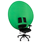 Portable chair mounted green screen with steel perimeter