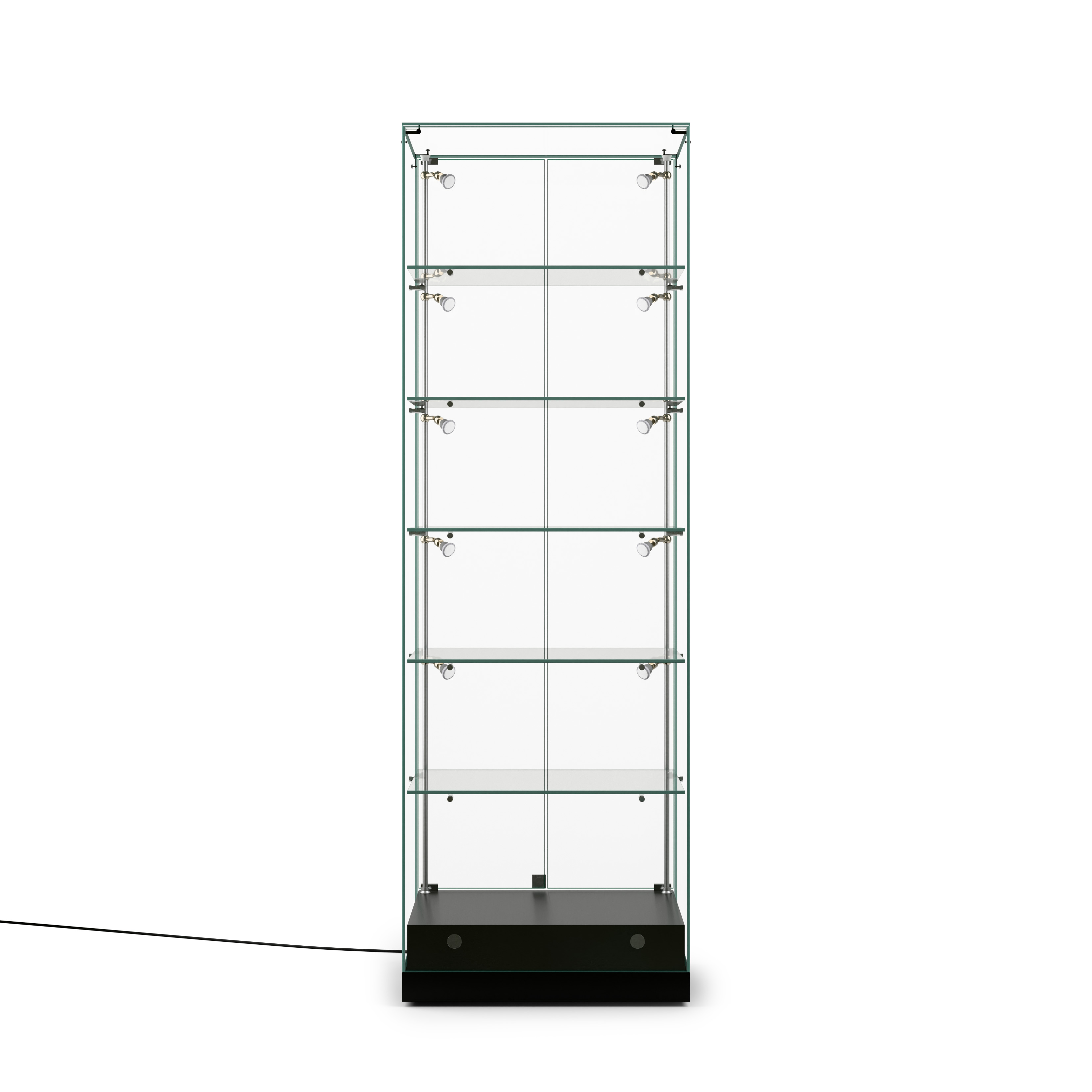 24" Glass Display Case w/LED Lights, Hinged Door, Frameless, Ships Assembled - Black - Image 4