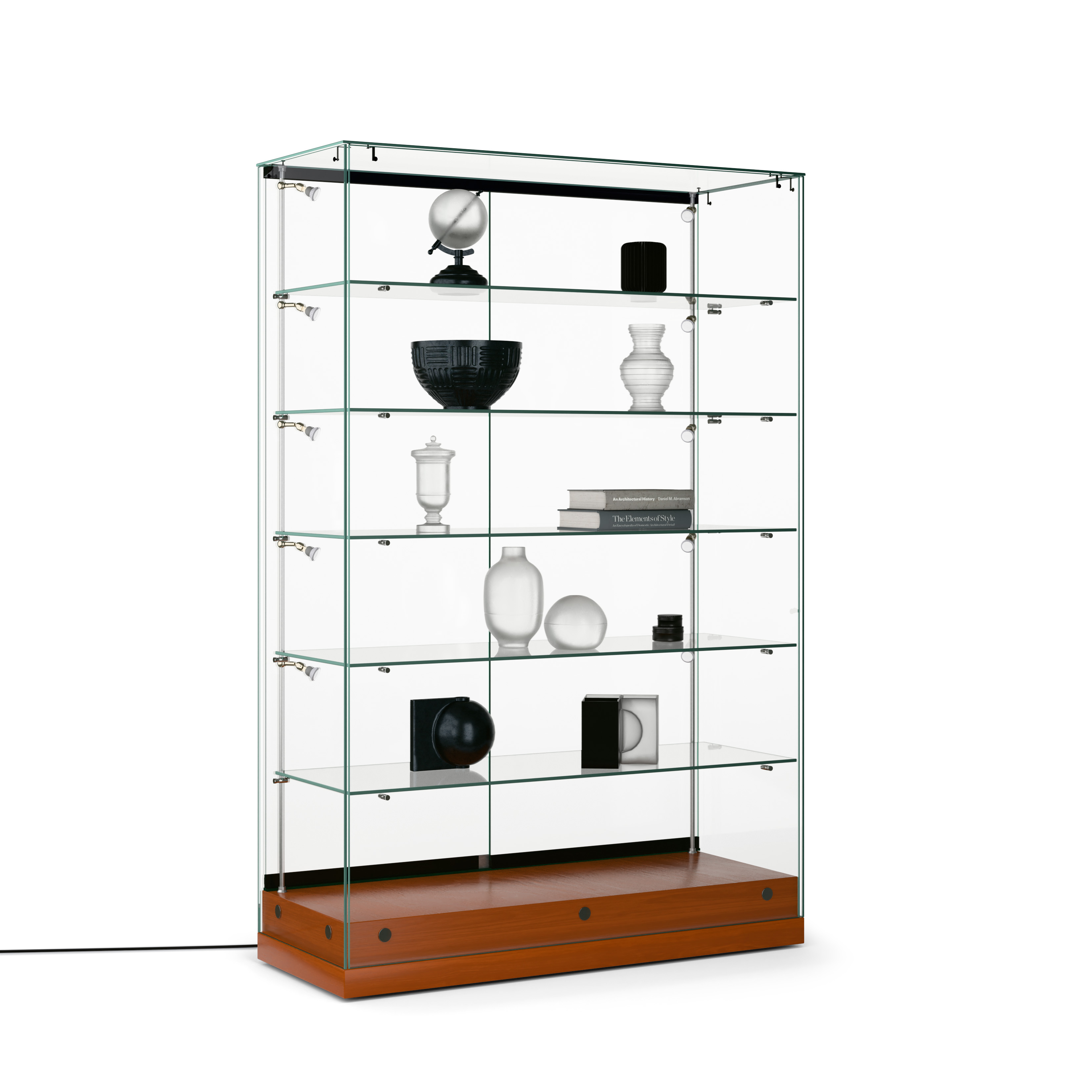 48" Glass Display Case w/ LED Side Lights, Sliding Door, Frameless - Cherry - Image 2