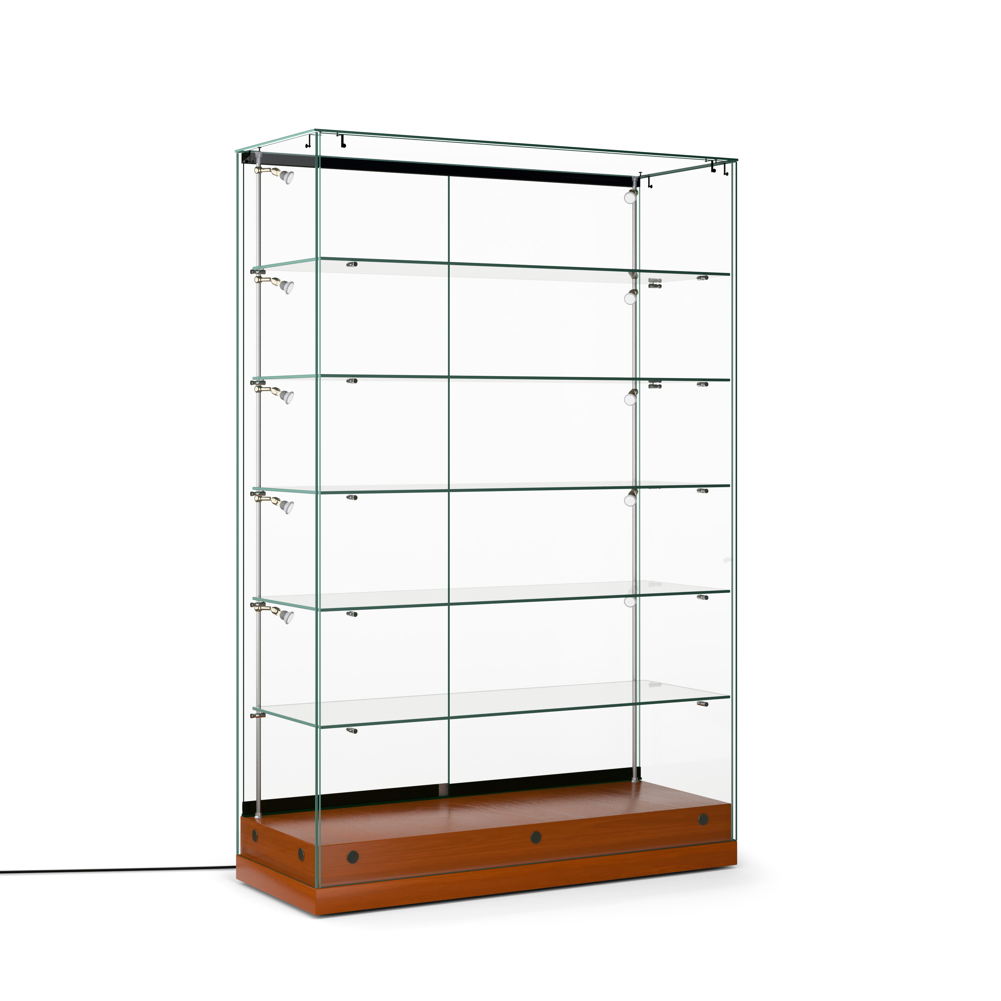 48" Glass Display Case w/ LED Side Lights, Sliding Door, Frameless - Cherry - Image 3