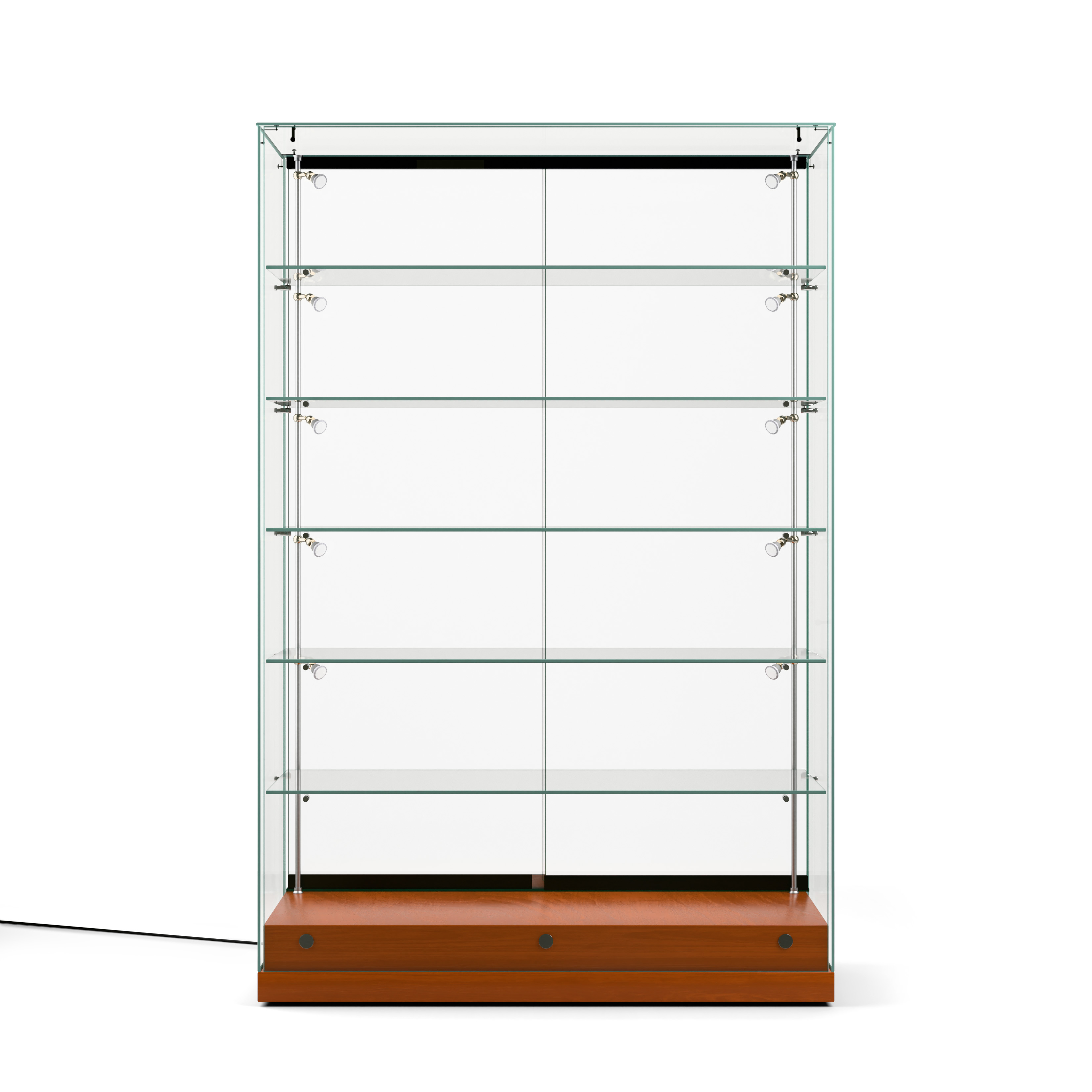48" Glass Display Case w/ LED Side Lights, Sliding Door, Frameless - Cherry - Image 5