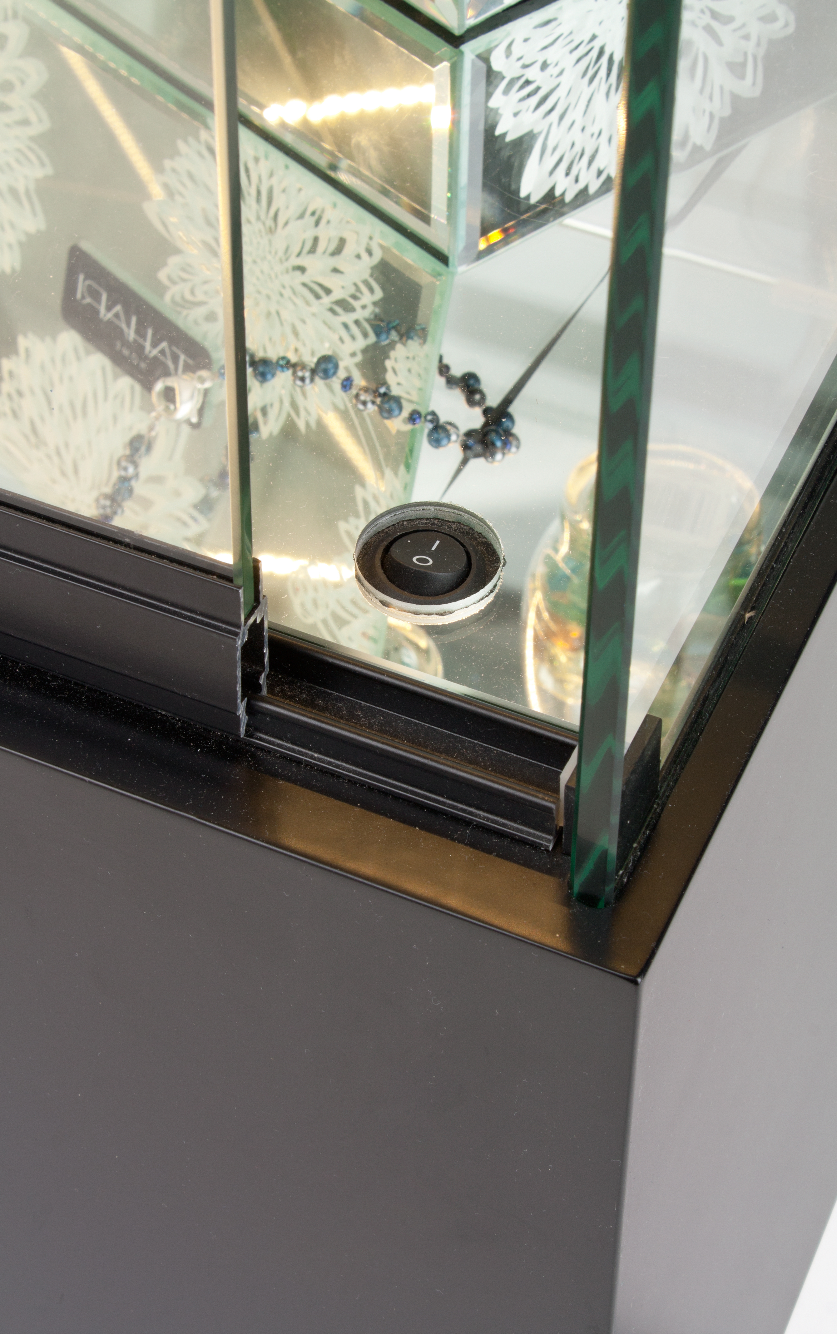 4ft. Glass Retail Counter w/ Mirror Deck, LED, Slider Doors, Ships Assembled, Black - Image 2