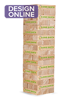 Custom giant tumbling tower with personalized blocks