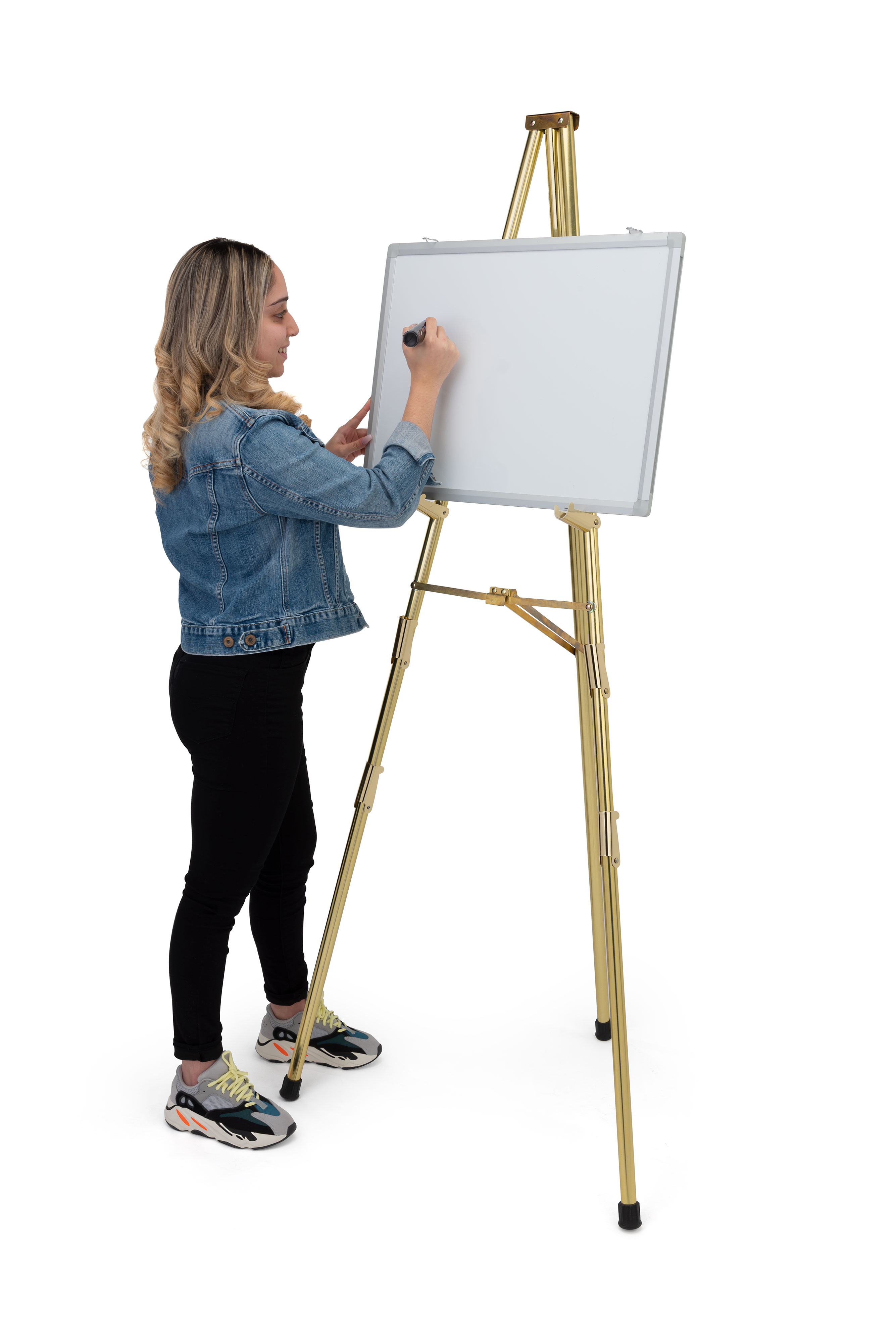 Display Easel for Floor, Tripod Design, 4 Set Display Heights, 6 Feet - Gold - Image 5