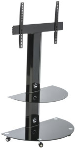 Glass and Metal TV Stand, Glossy Finish