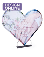 Heart shaped graphic backdrop with full color artwork 