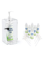 Locking acrylic tabletop sanitizer kit with 6.9 inch holder height