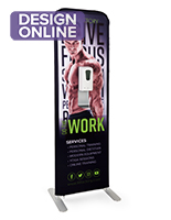 24 inch x 78.75 inch touchless hand sanitizer banner stand with a snug and fit appearance  