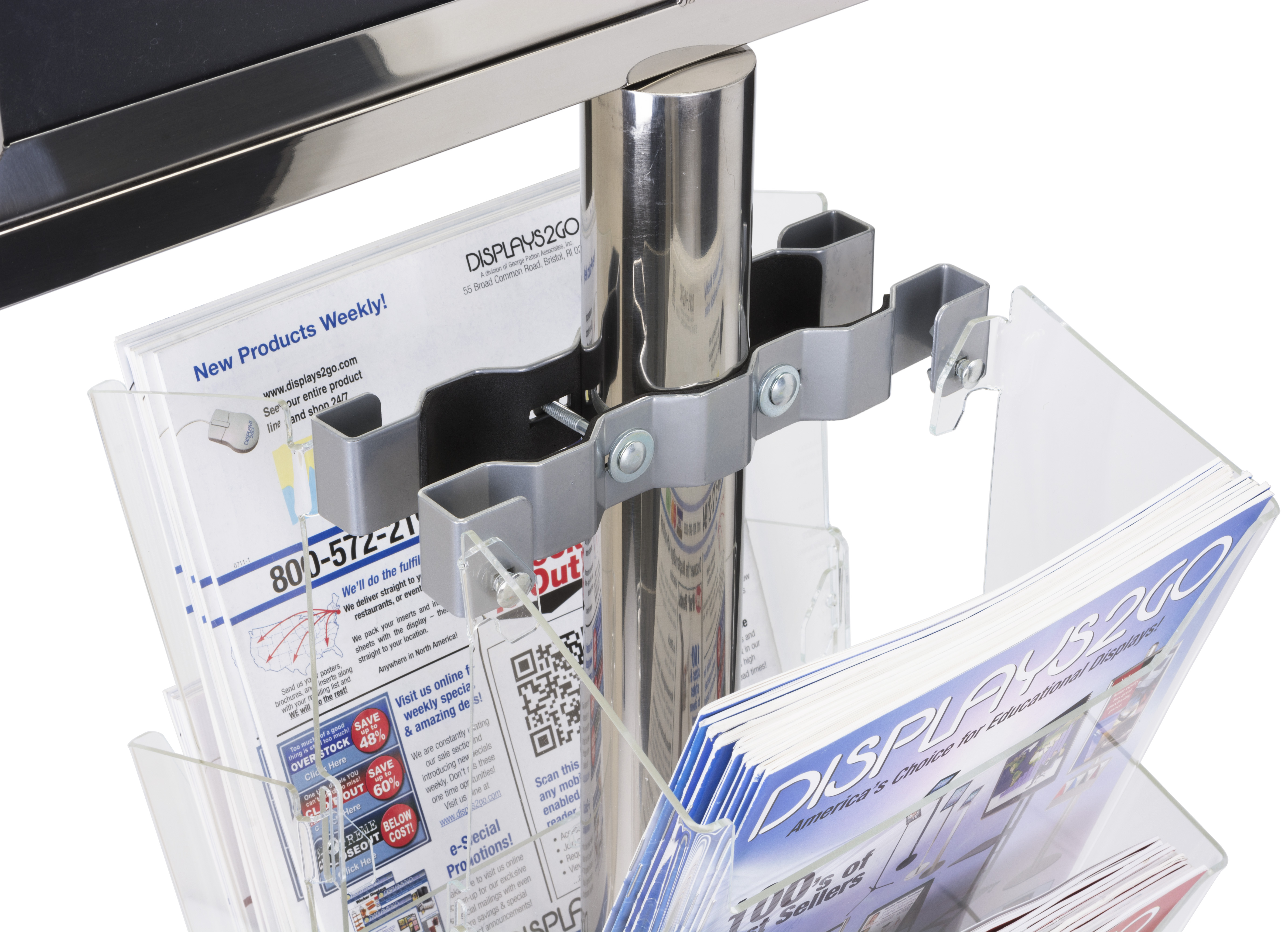 Magazine Rack Signs 17 x 11 Floor Sign Stanchion with Magazine Rack | 8 Clear Pockets ...