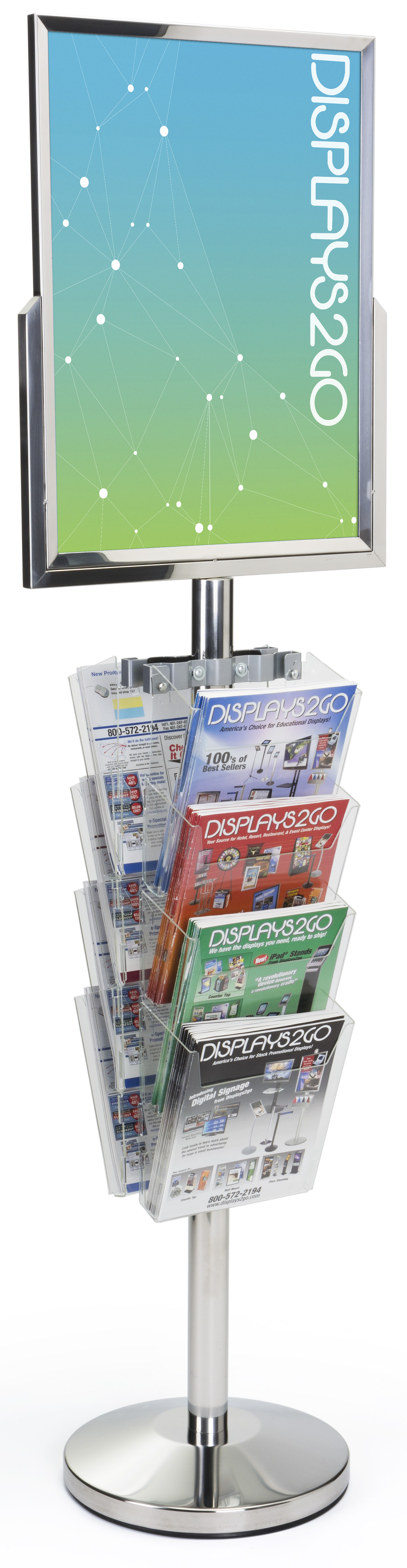 Magazine Rack Signs 18 x 24 Floor Standing Sign with Magazine Holder | Steel Pole | Displays2Go