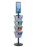 11” x 17” Sign Post with 8 Clear Literature Pockets, Weighs 27.5 lbs