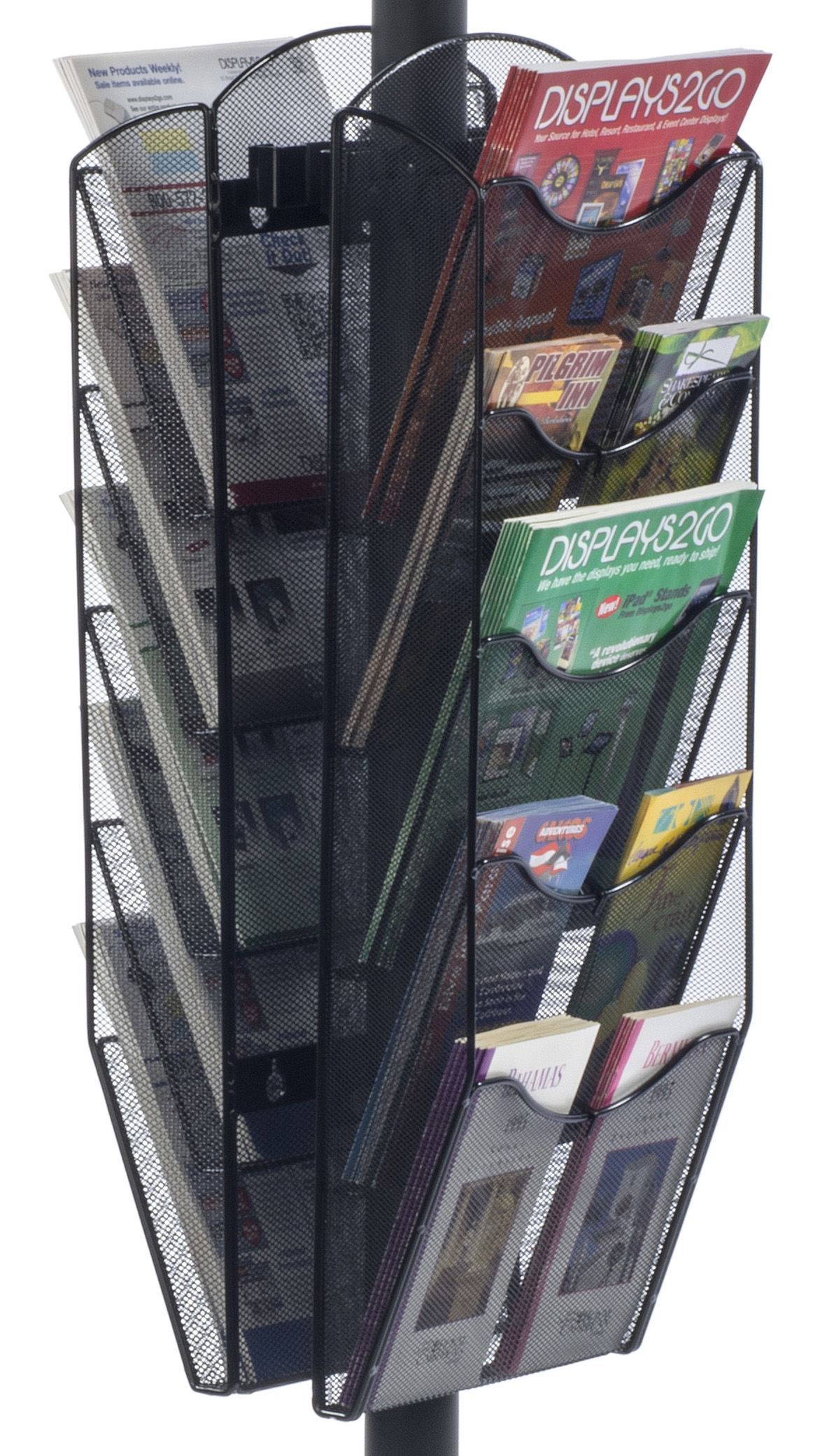 Display Post Small 11” x 17” Sign Post with 10 Mesh Literature Pockets | Displays2Go