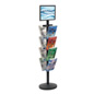 17” x 11” Sign Post with 8 Clear Literature Pockets, Stainless Steel