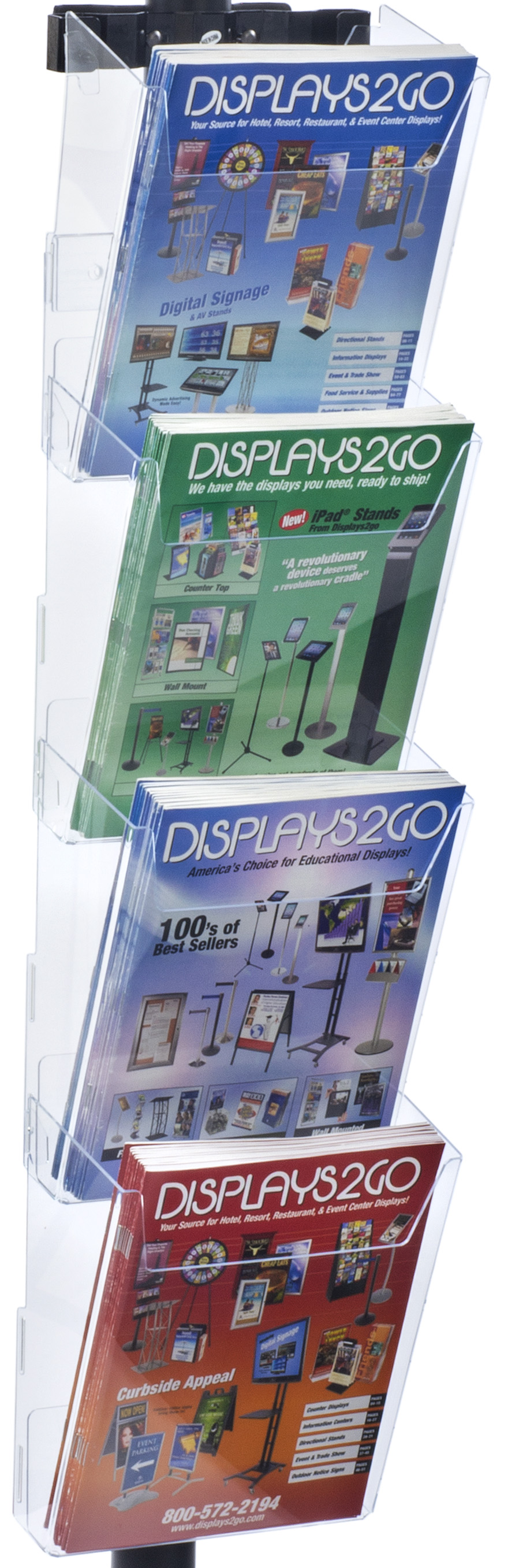 Display Post Small 24” x 18” Sign Post with 4 Clear Literature Pockets | Displays2Go