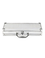 Aluminum case for tabletop display with custom cut interior