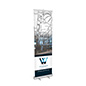 Budget narrow base retractable banner stand with thin profile
