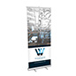 Budget narrow base retractable banner stand with custom graphics
