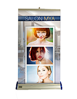 Premium tabletop banner with silver aluminum base