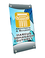 X-frame banner stand with stay-flat vinyl graphic panel