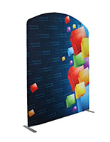 Curved top modular tension fabric banner with custom graphics