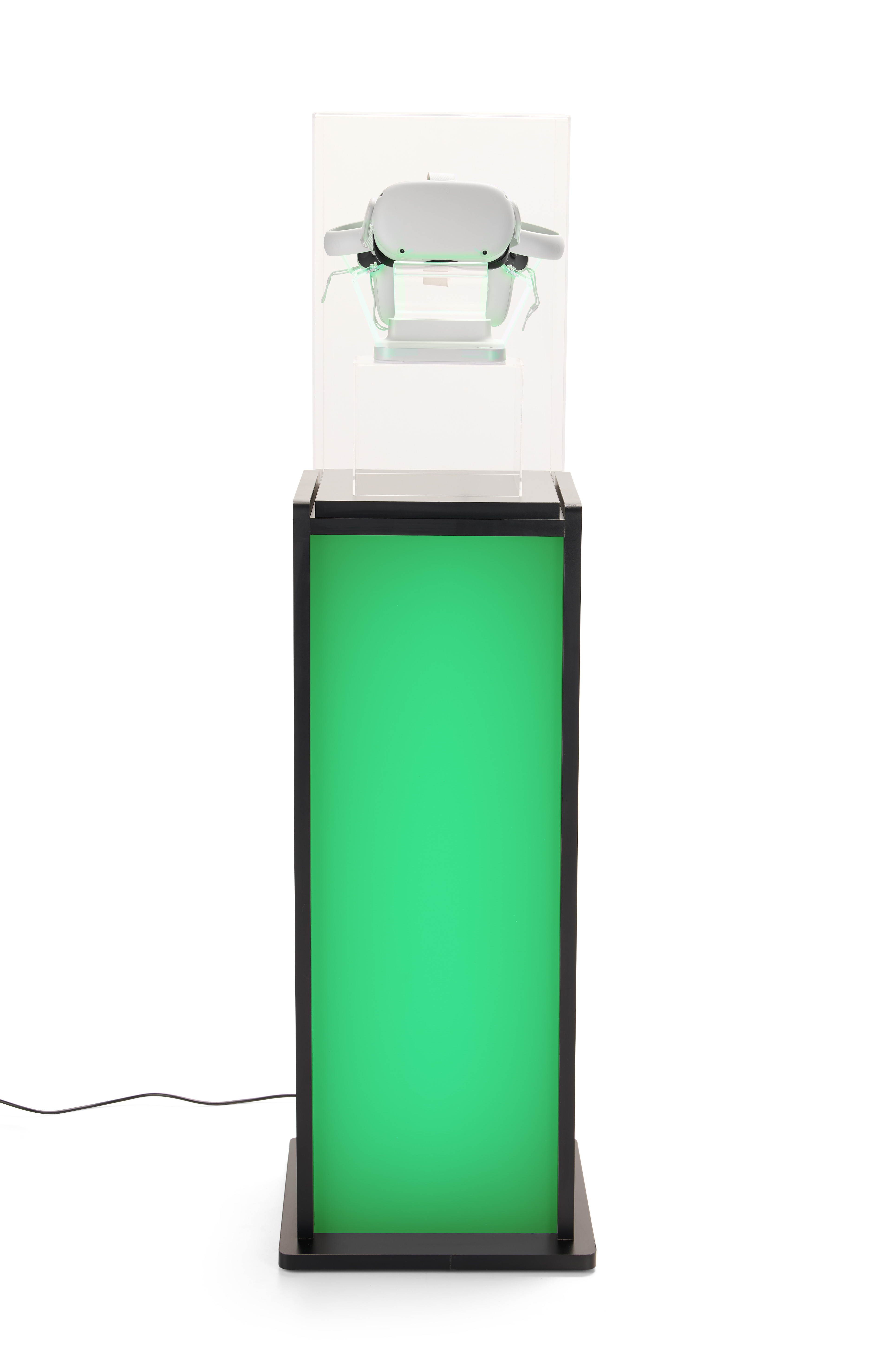 Acrylic Display Pedestal with LED Lights, Recycled Lift-Off Acrylic Topper - Black - Image 6