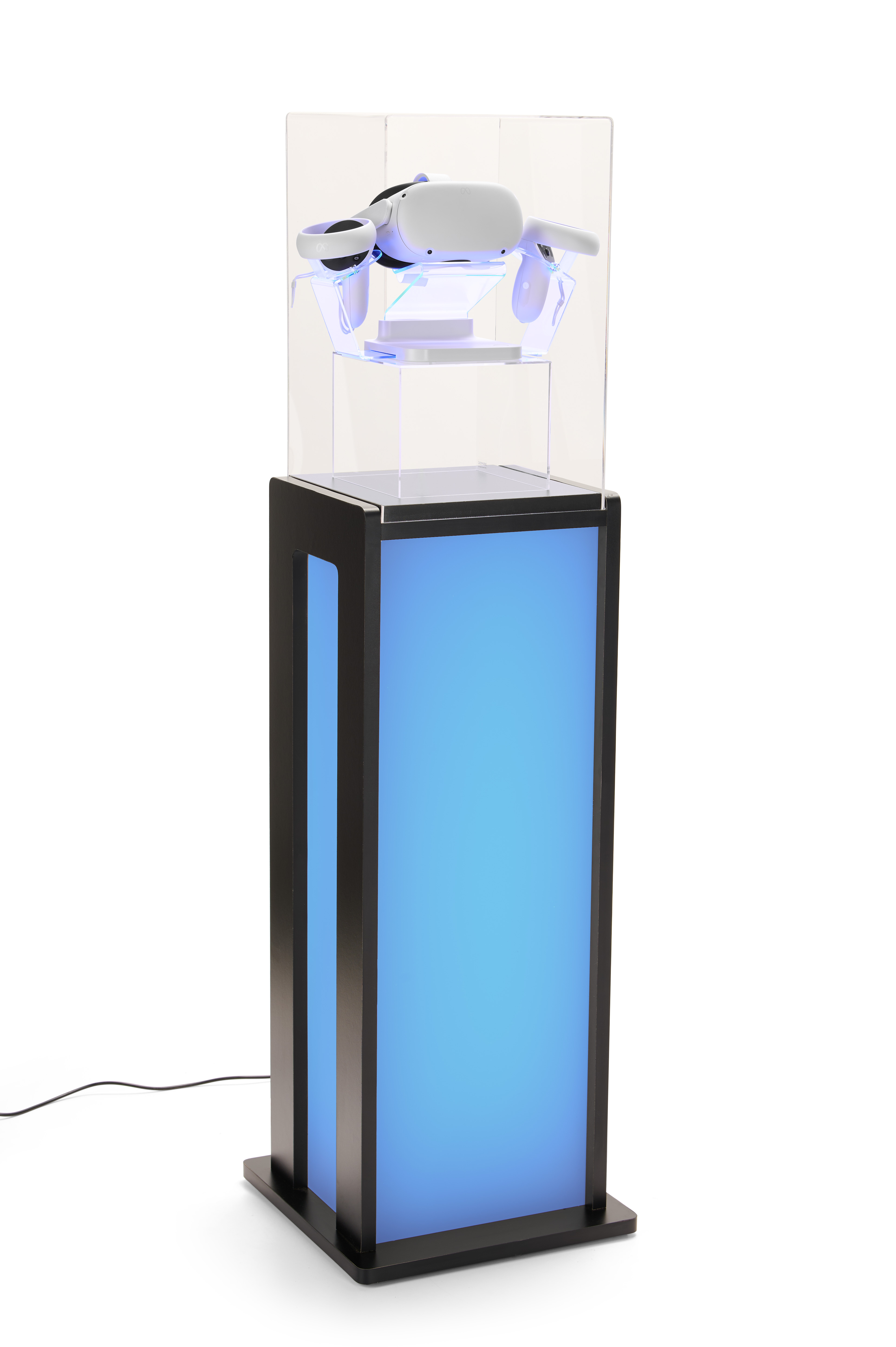 Acrylic Display Pedestal with LED Lights, Recycled Lift-Off Acrylic Topper - Black - Image 7