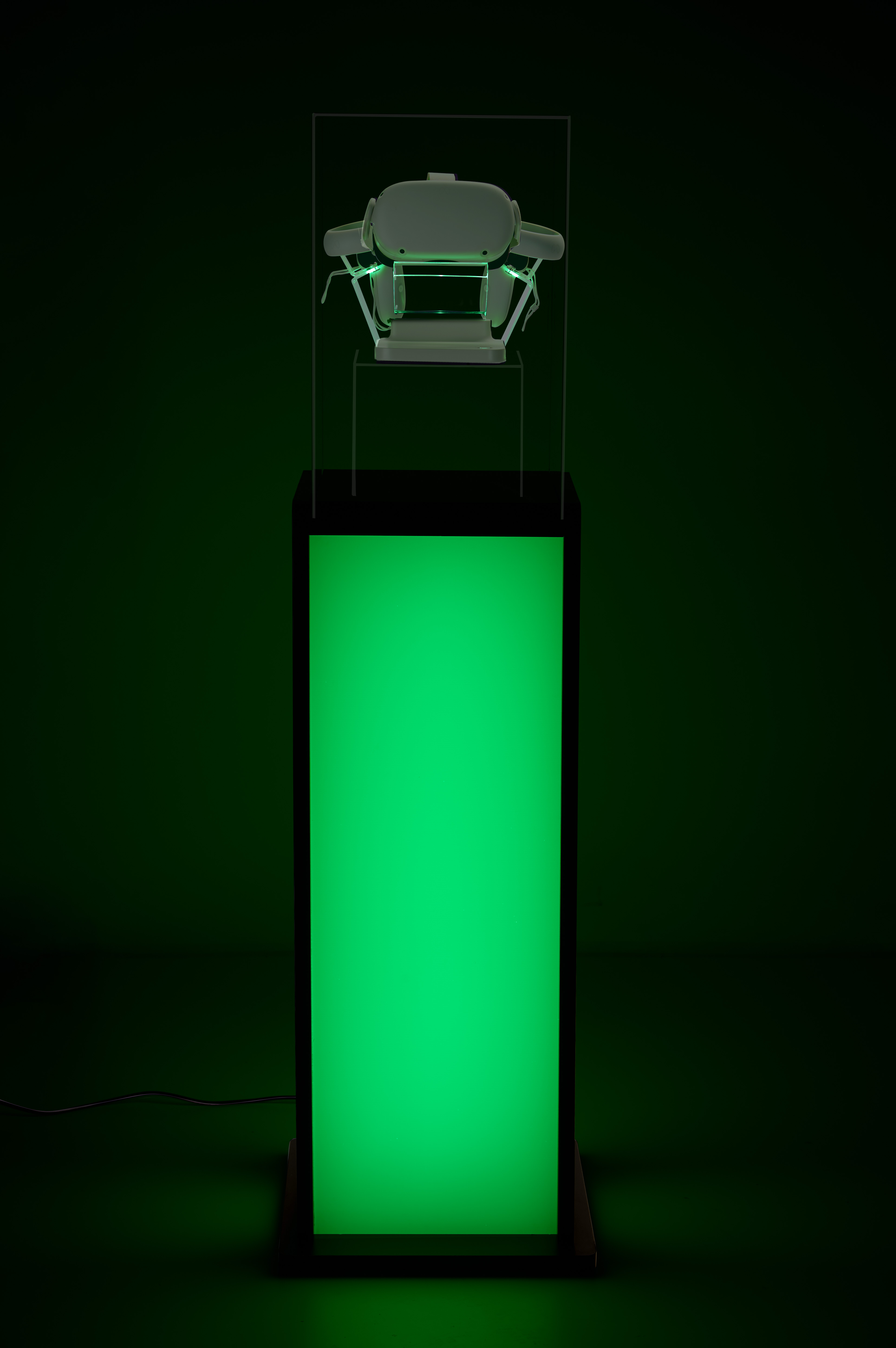 Acrylic Display Pedestal with LED Lights, Recycled Lift-Off Acrylic Topper - Black - Image 3