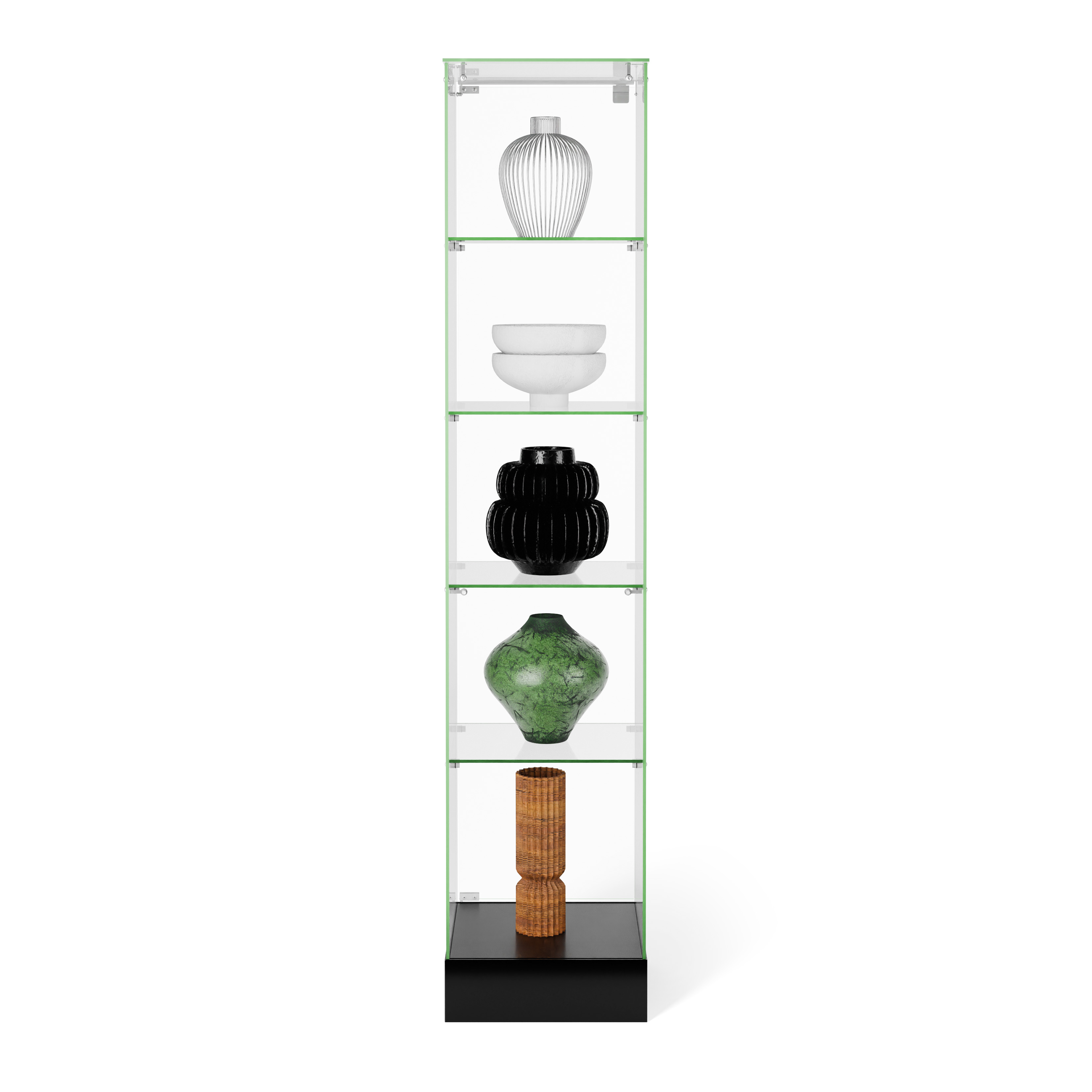 Frameless Glass Showcase Tower 18W x 18D x 72H