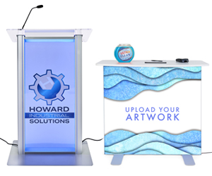 Podiums with backlit and LED designs