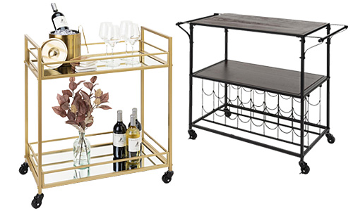 Rolling carts for bar service
