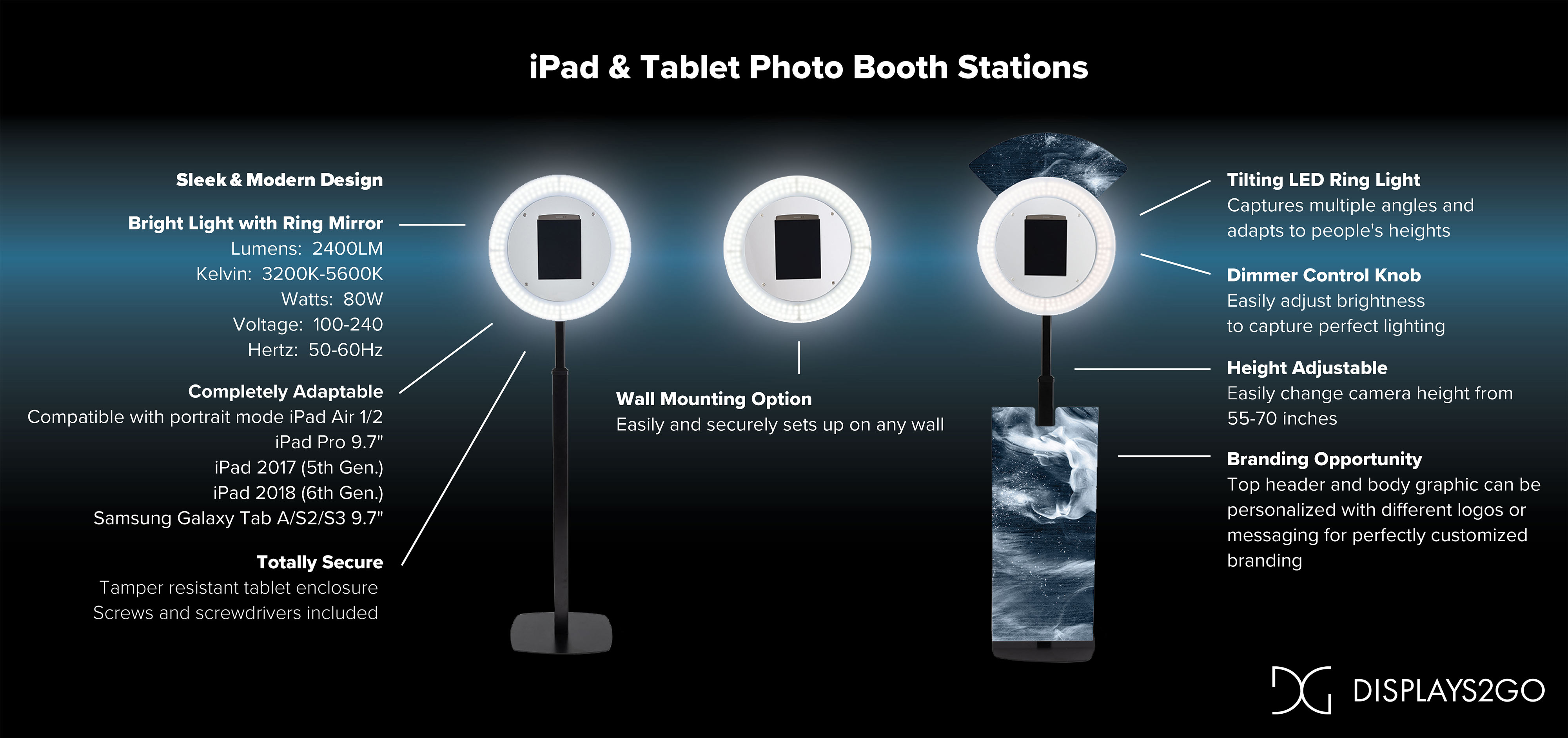 iPad and tablet photo booth features and specifications