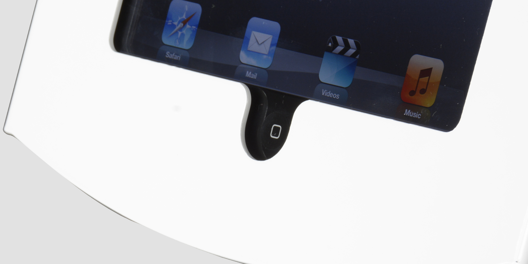 iPad Wall Mount, Locking Enclosure w/ Exposed Home, CC Reader Compatible - White - Image 2
