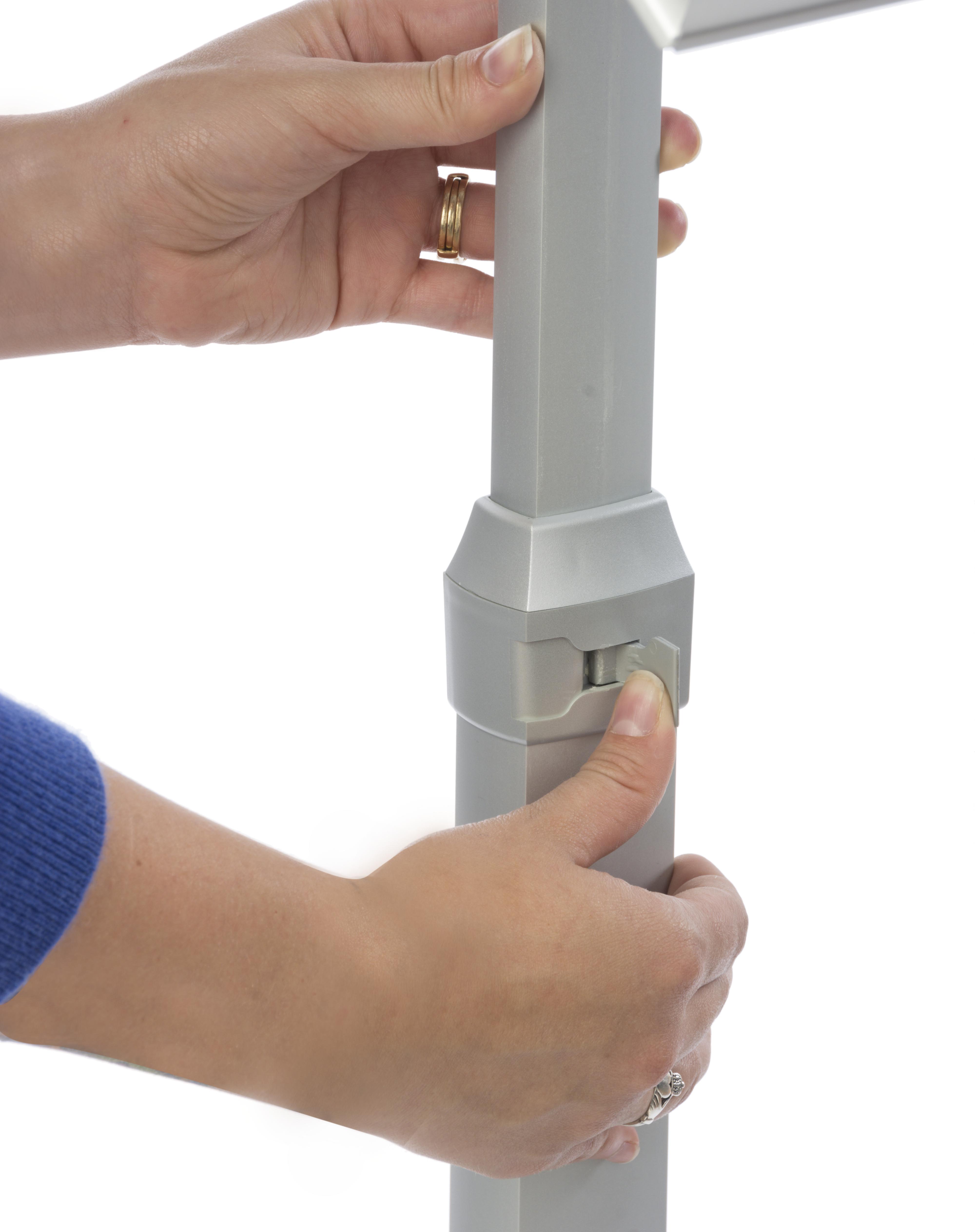 Adjustable iPad Floor Stand, Locking Enclosure w/ Exposed Home, CC Reader Compatible - Image 4