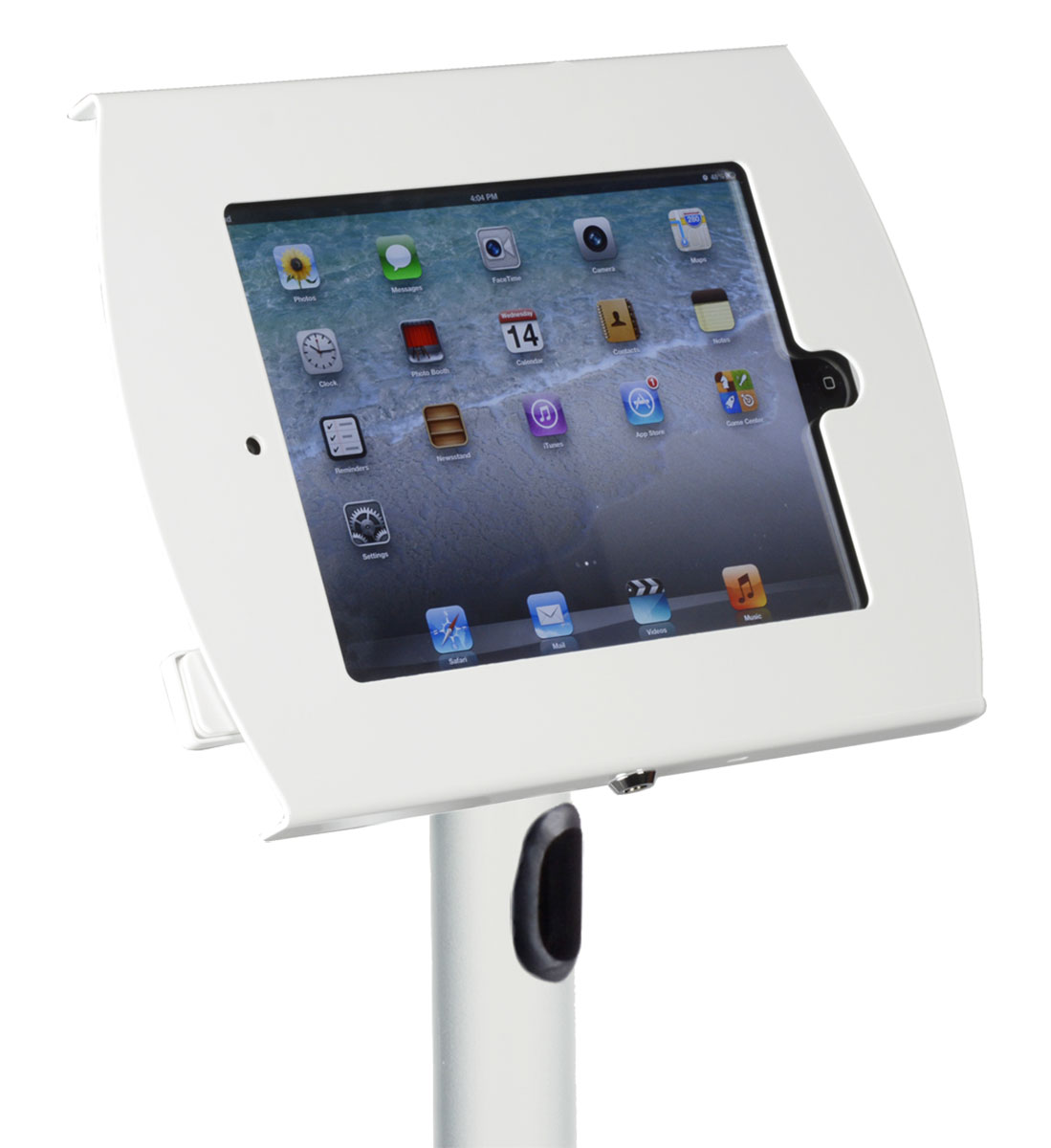 iPad Floor Stand, Locking Enclosure, CC Reader Compatible - White - Image 2