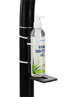 Bracket attachment for hand sanitizer with zip ties