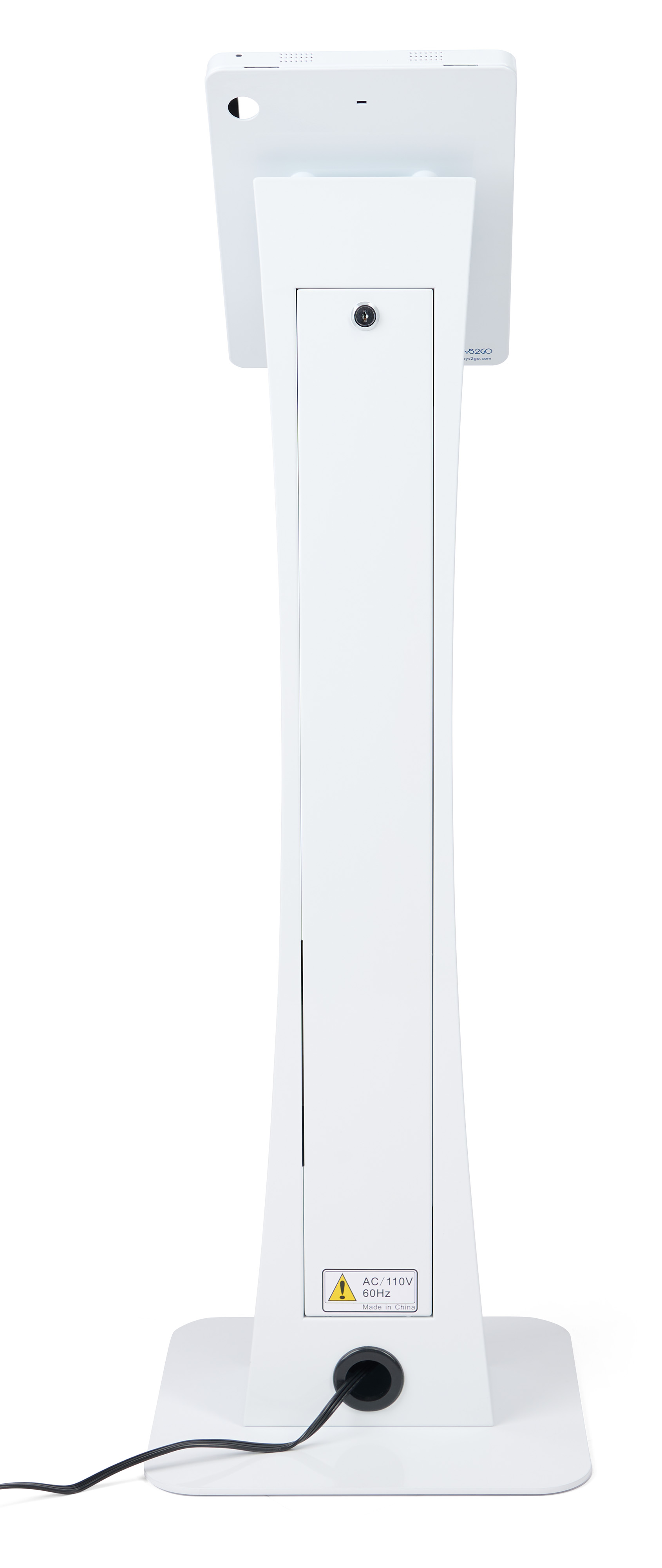iPad Floor Stand with Rotating, Locking Enclosure, Illuminated LED Panel - White - Image 2