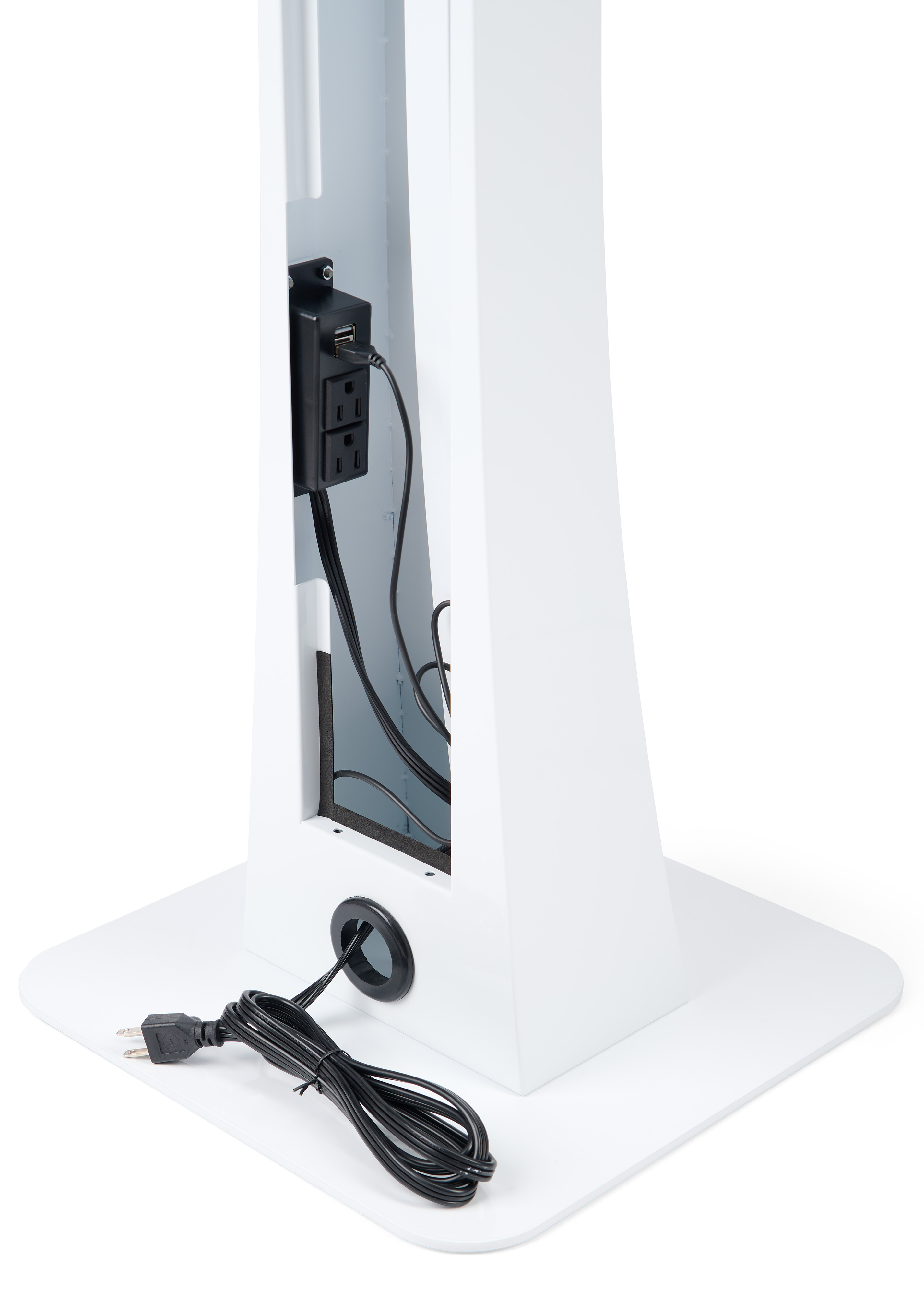 iPad Floor Stand with Rotating, Locking Enclosure, Illuminated LED Panel - White - Image 7
