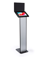 Black and silver customizable tablet info kiosk for iPad Pro 12.9" and Surface Pro 3, 4, 5 or 6