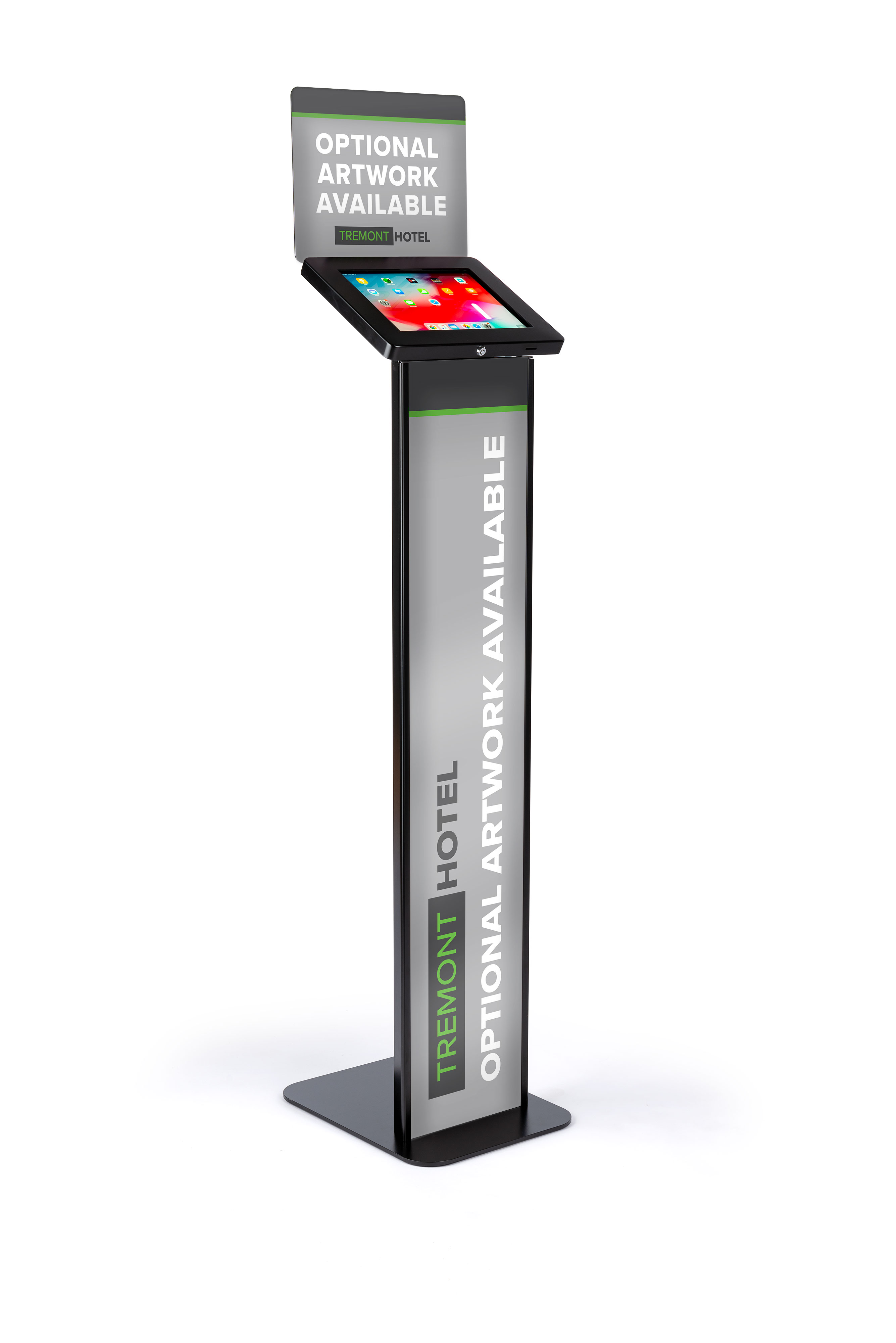 Tablet Floor Stand with Locking Enclosure and Sign Holder - Image 2