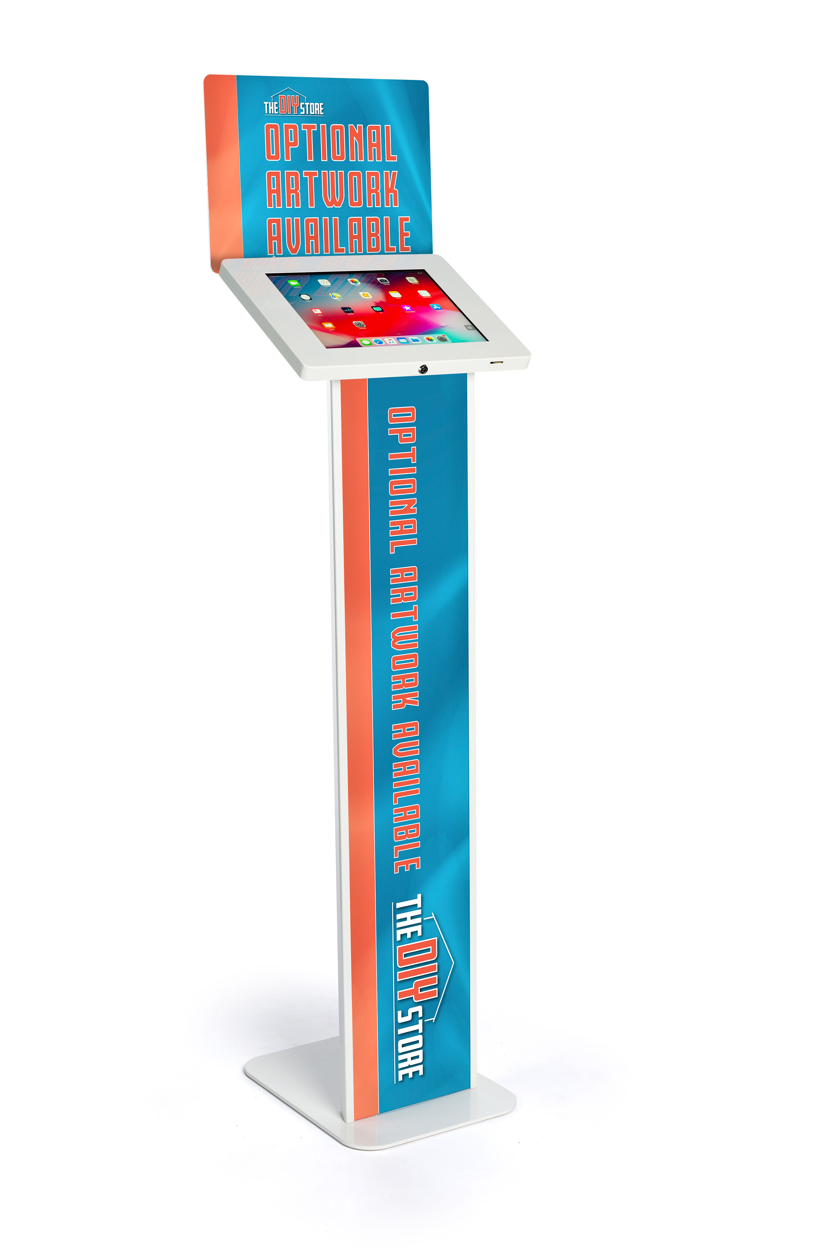 Tablet Floor Stand with Locking Enclosure and Sign Holder - Image 2