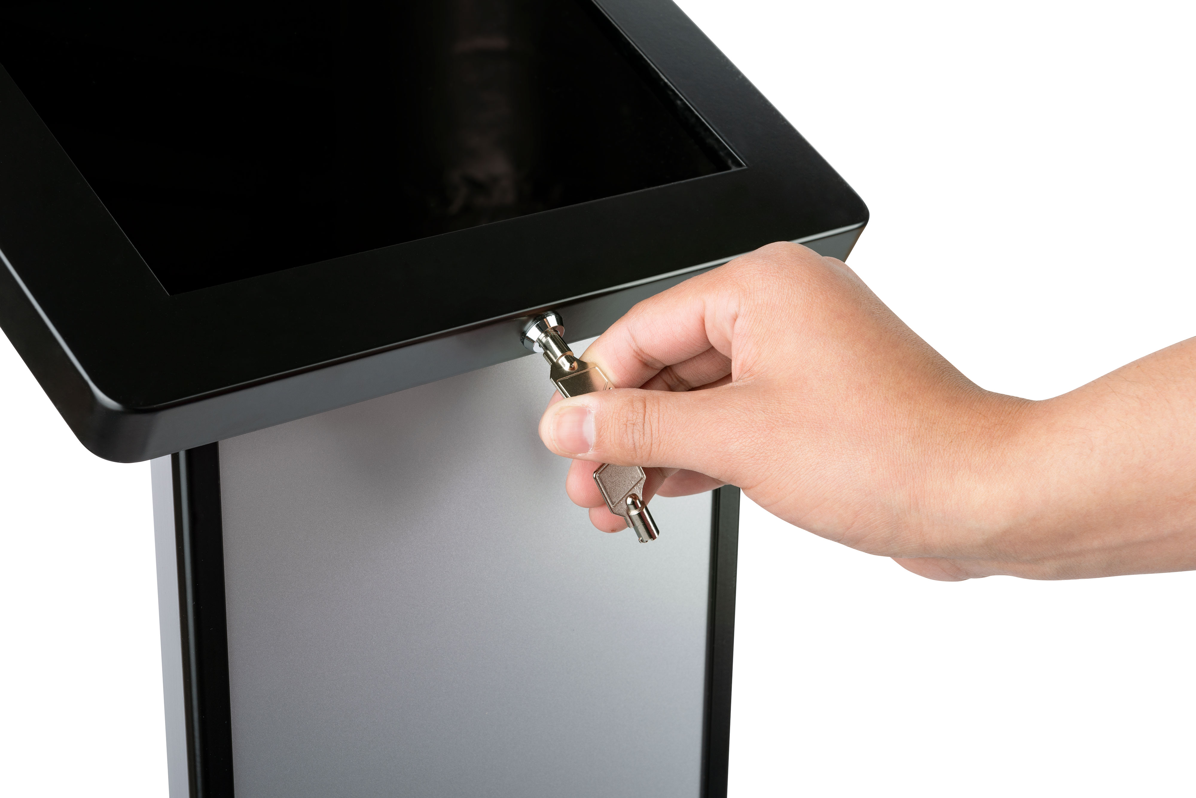 Tablet Floor Stand with Locking Enclosure and Sign Holder - Image 8