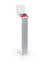 White  iPad kiosk with panel with slim modern design