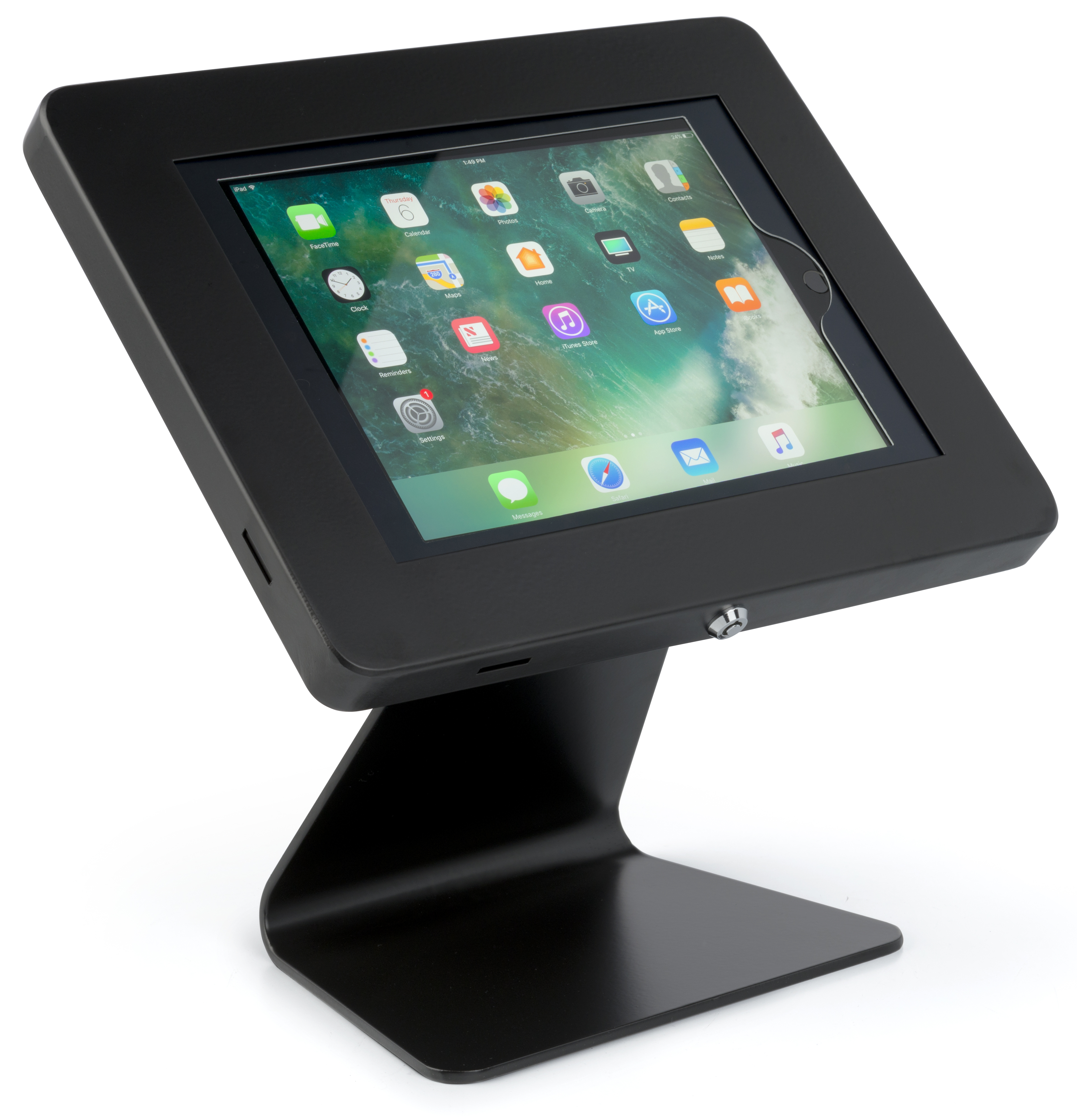 iPad Tablet Counter Stand, Foam Padding, Locking & Rotating Enclosure - Image 3