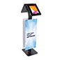 Convertible printed double tablet kiosk with lockable steel enclosures