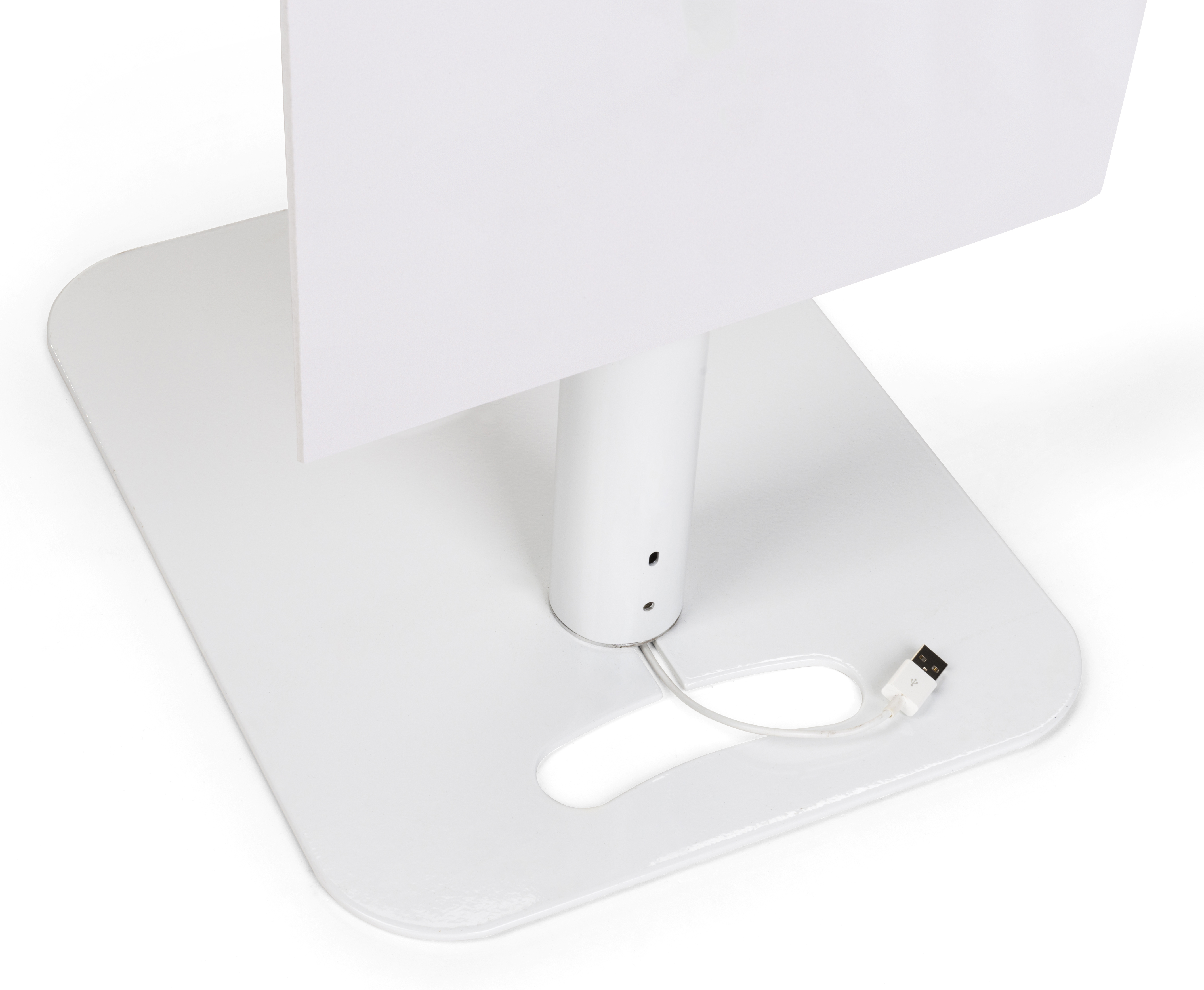 iPad Tablet Floor Stand with Custom Banner, Locking & Rotating Enclosure - White - Image 6