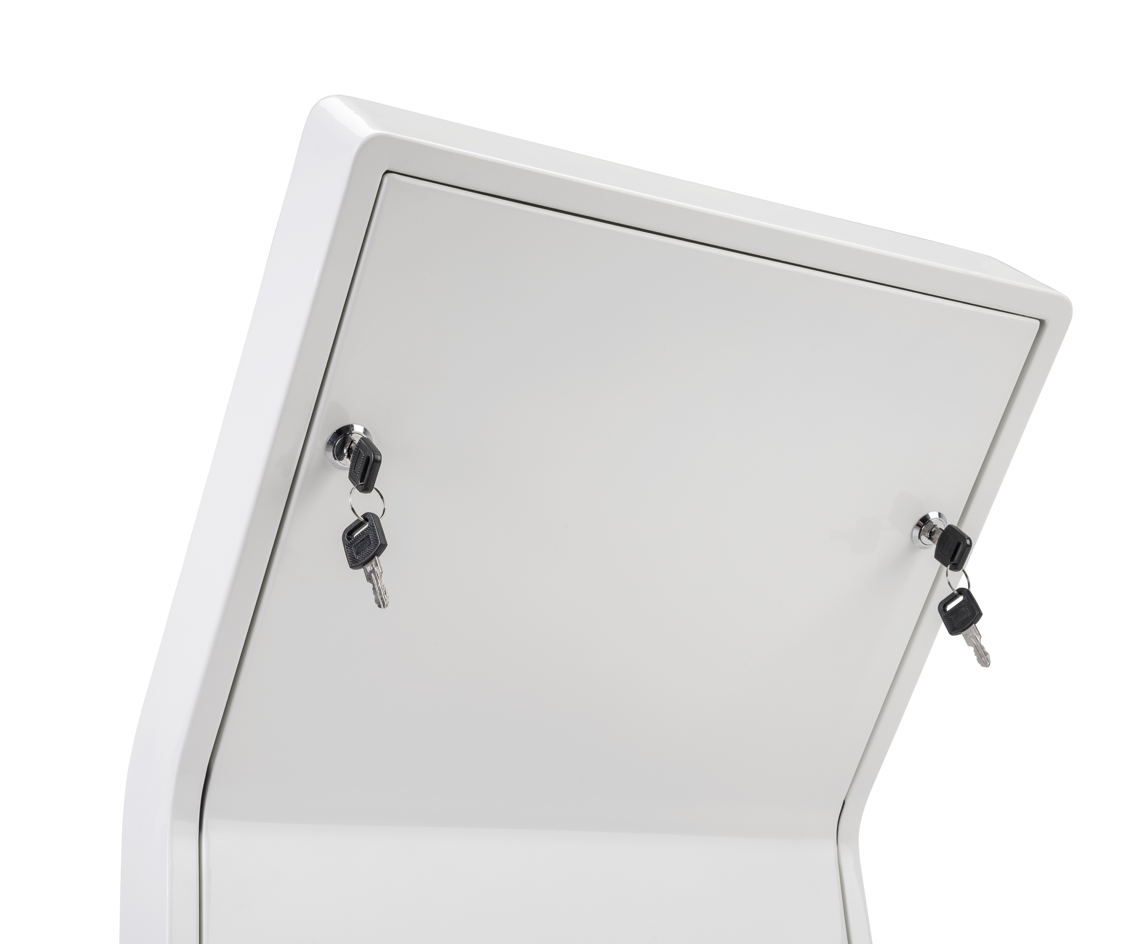 White iPad Floor Stand Kiosk | Stable Standalone Tablet Lock